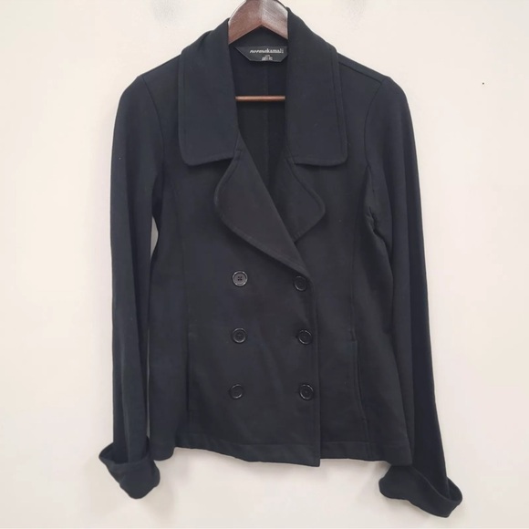 Norma Kamali Jackets & Blazers - Norma Kamali Black French Terry Knit Pea Coat